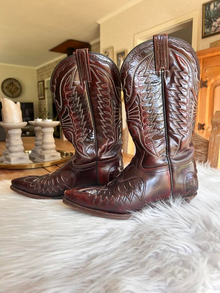 Bottes Santiags en cuir véritable, Enlèvement, Comme neuf, Bottes hautes
