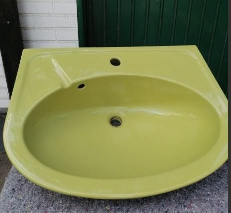 Vintage wastafel lavabo moosgrün Italy 70er, Ophalen, Huis en Inrichting