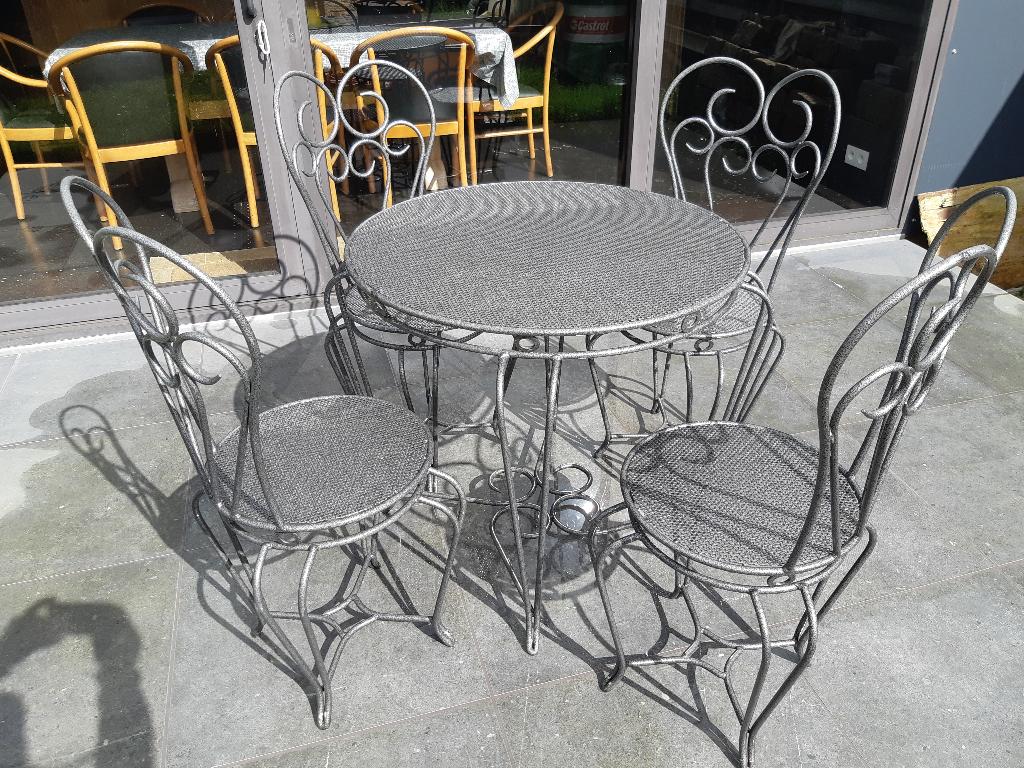 smeedijzeren tuinset, Tuin en Terras, Ophalen, 4 zitplaatsen, Tuinset