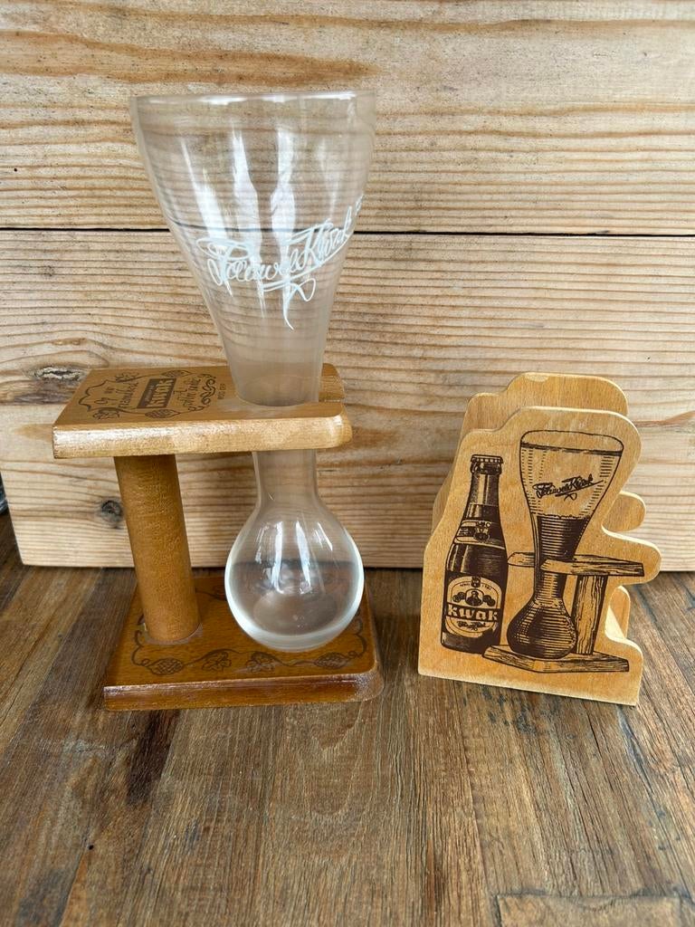 Verre Kwak avec porte-feutre à bière, Enlèvement ou Envoi, Utilisé, Verre ou Verres
