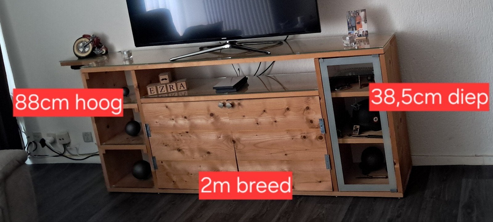 Steigerhouten meubelen met glas, Huis en Inrichting, Ophalen