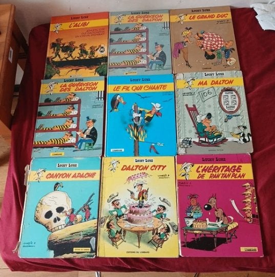 9 Lucky Luke-strips in originele editie, Gelezen, Ophalen of Verzenden, Morris, Meerdere stripboeken