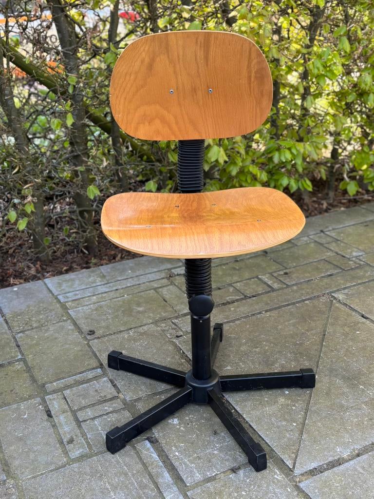 Werkplaatsstoel Mey, Huis en Inrichting, Bureaustoelen, Ophalen, Gebruikt, Bruin, Bureaustoel
