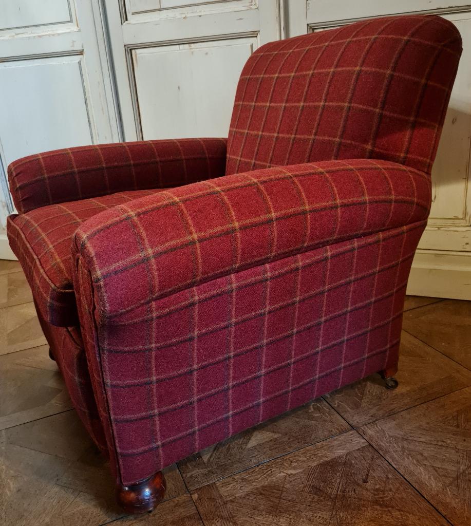 Fauteuil britannique CLUB très confortable tissu 100% laine, Enlèvement