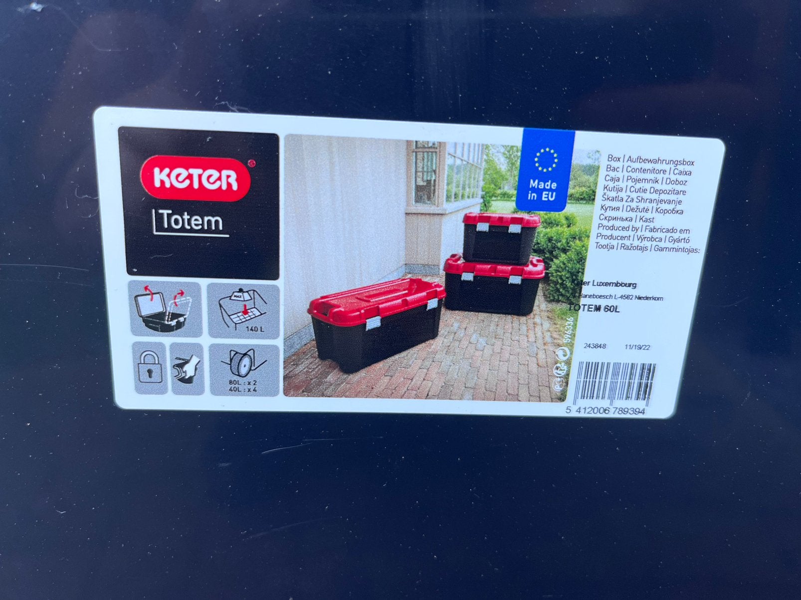 Keter opbergkoffer totem 60L, Ophalen of Verzenden, Gebruikt