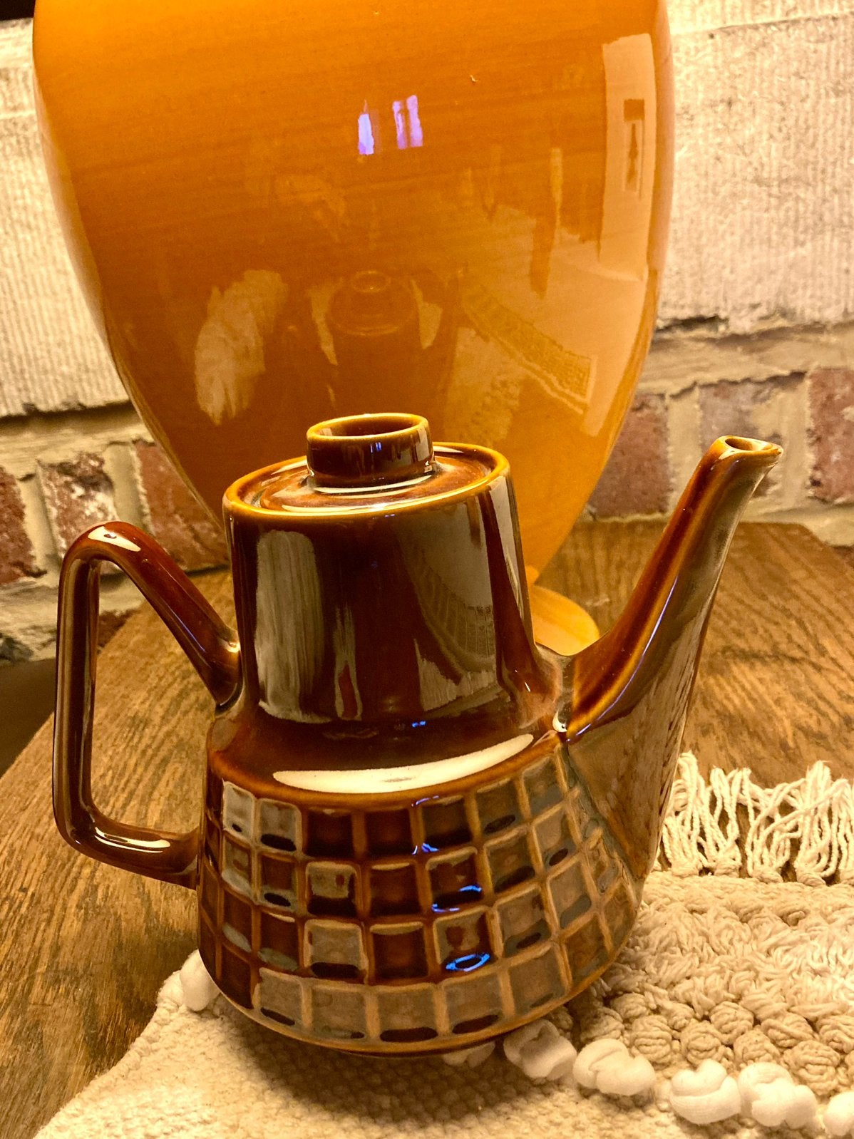 Ancienne cafetière en Céramique Brune ‘70, Enlèvement, Comme neuf, Brun, Vintage