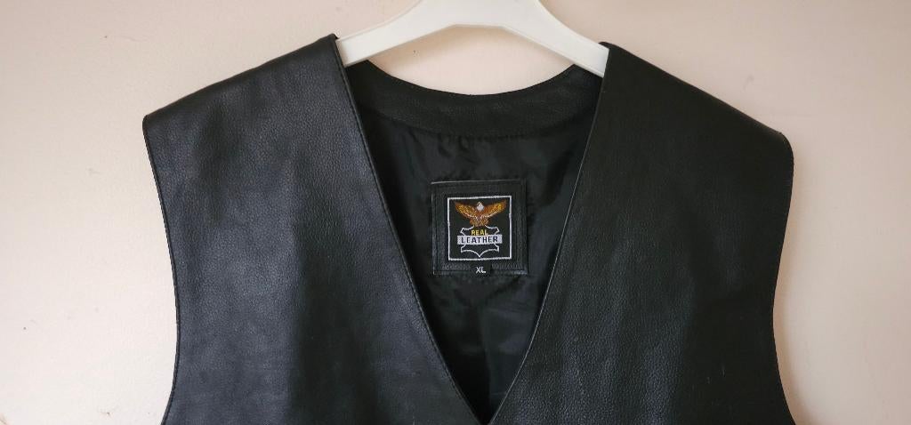 Vintage leren motorvest zonder mouwen maat XL, Motoren, Dames, Jas | leer, Ophalen of Verzenden, Nieuw zonder kaartje