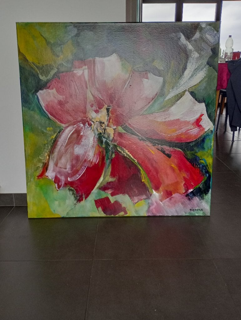 Origineel schilderij moderne klaproos, Antiquités & Art, Art | Peinture | Moderne, Textile, Fleurs, Édition limitée, Enlèvement