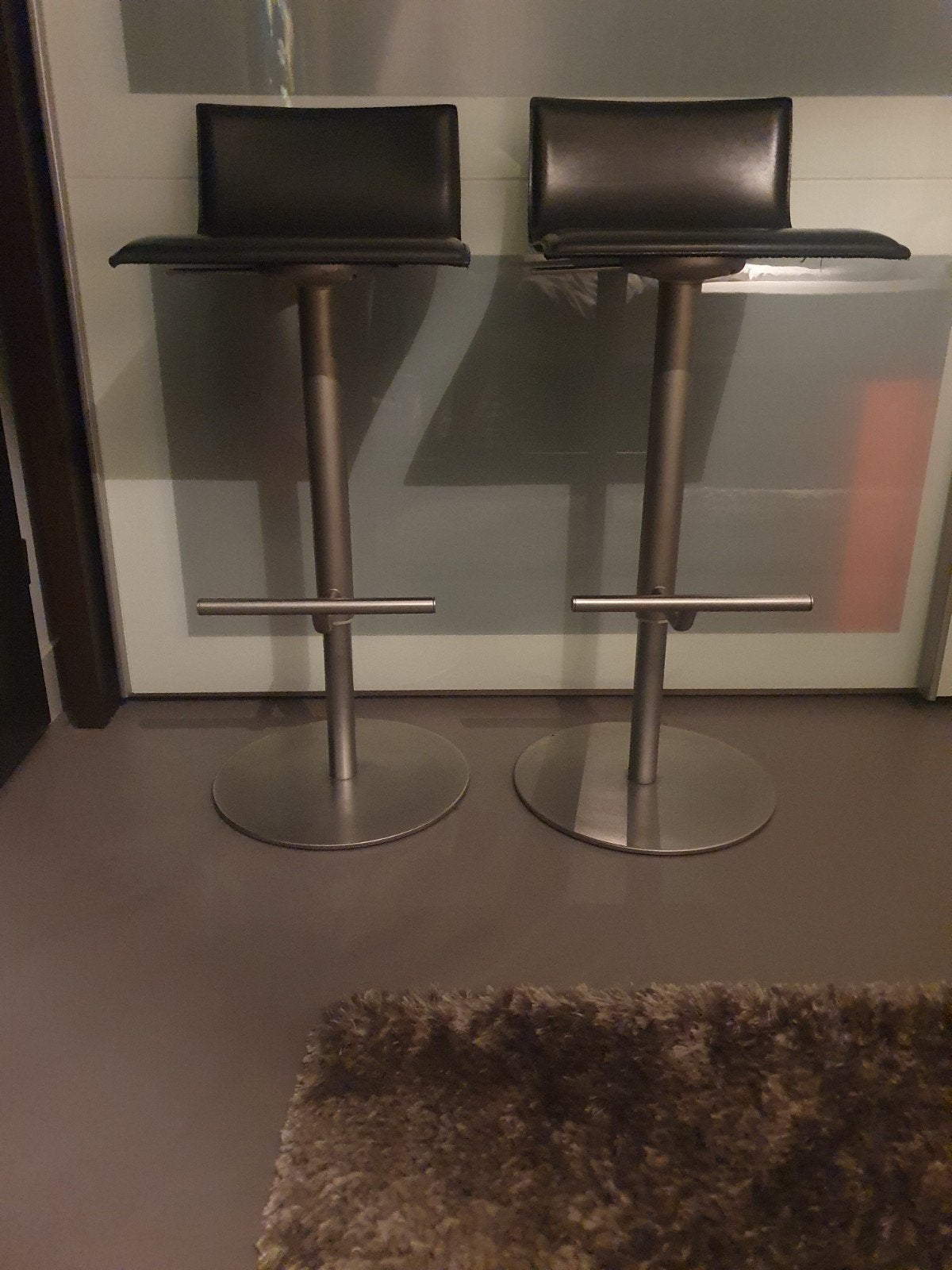 ***Originele Lapalma Thin barkrukken (zwart&wit LEDER)***, Ophalen, 5 krukken of meer, 60 tot 90 cm, Zo goed als nieuw