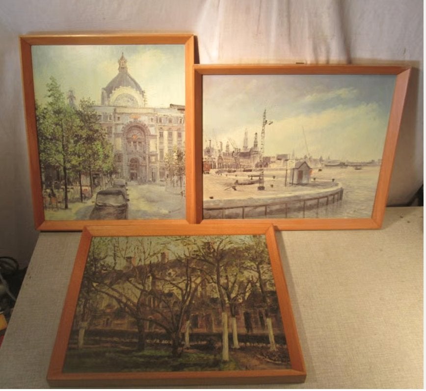 3 magnifiques cadres rétro en bois - 44x38/40x34, Maison & Meubles, Enlèvement ou Envoi, Comme neuf, Bois, Avec système de suspension