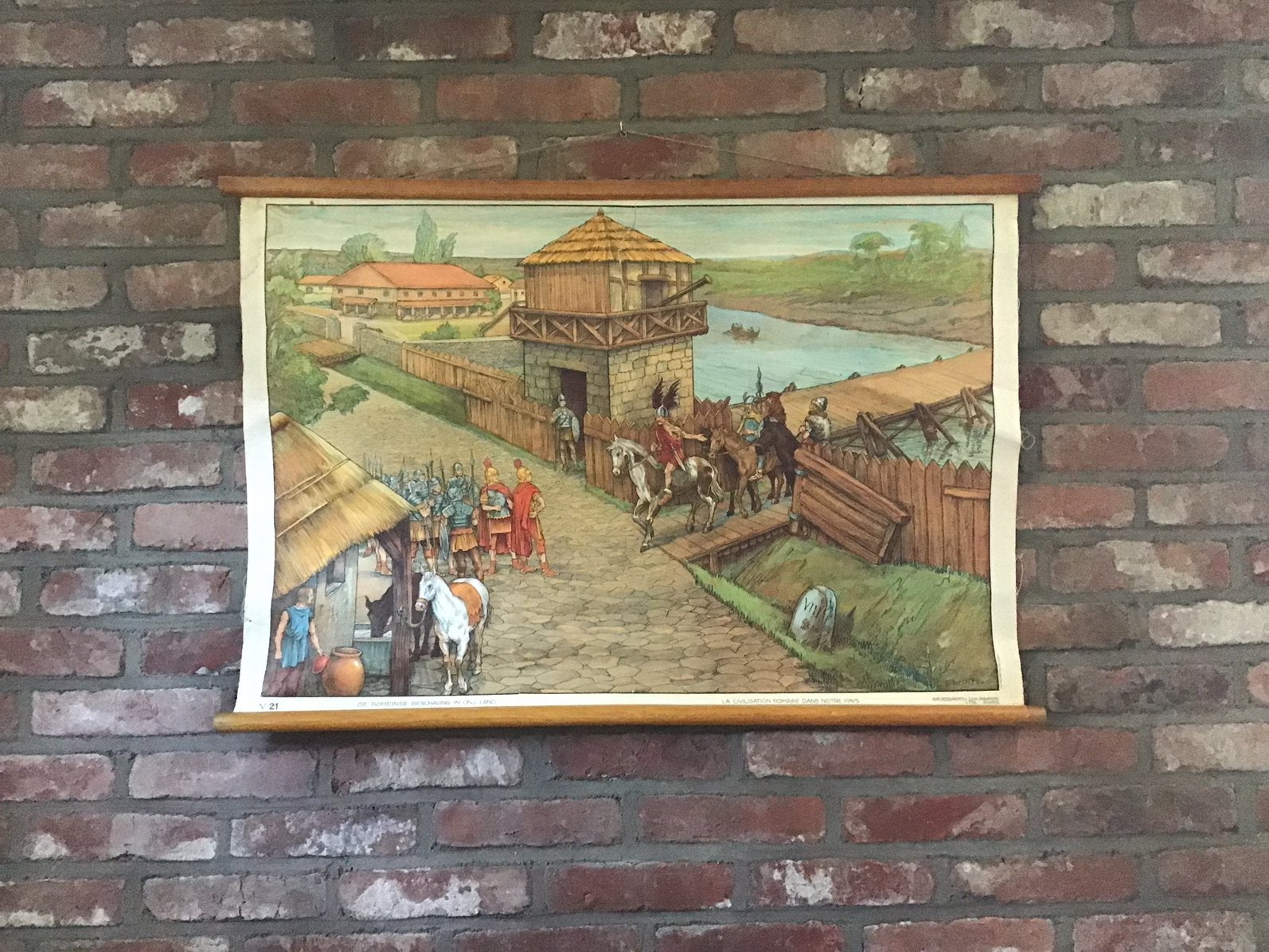 Affiche scolaire La civilisation romaine Edmond van Offe., Antiquités & Art, Enlèvement ou Envoi