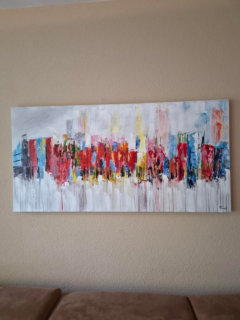 Twee abstracte schilderijen., Antiek en Kunst, Ophalen