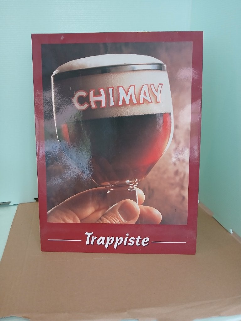 Carton publicitaire CHIMAY TRAPPISTE en bon état général, Enlèvement ou Envoi, Utilisé, Panneau, Plaque ou Plaquette publicitaire