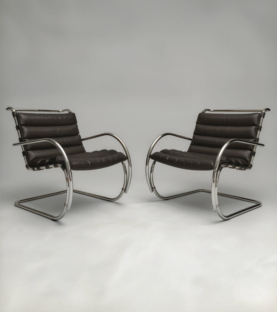 Set van 2 Easy Chairs – Ludwig Mies van der Rohe voor Knoll, Enlèvement, Utilisé, Cuir