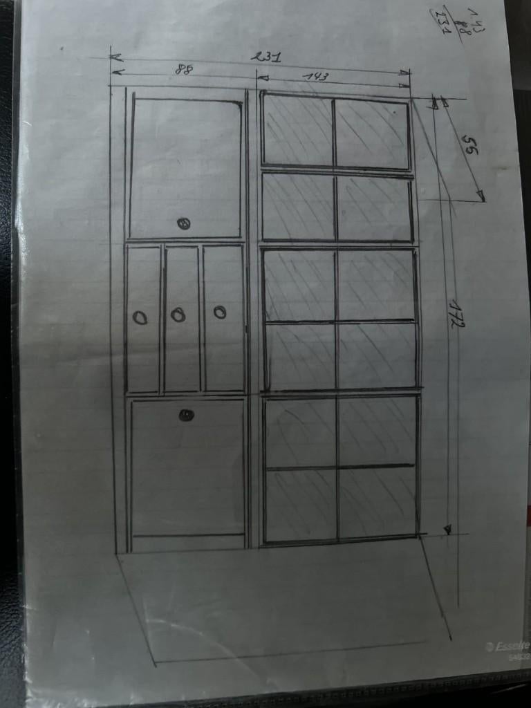 Wandkast met bijhorende hoge tafel en stoelen, Enlèvement, Comme neuf, Scandinavisch, modern, strak tijdloos