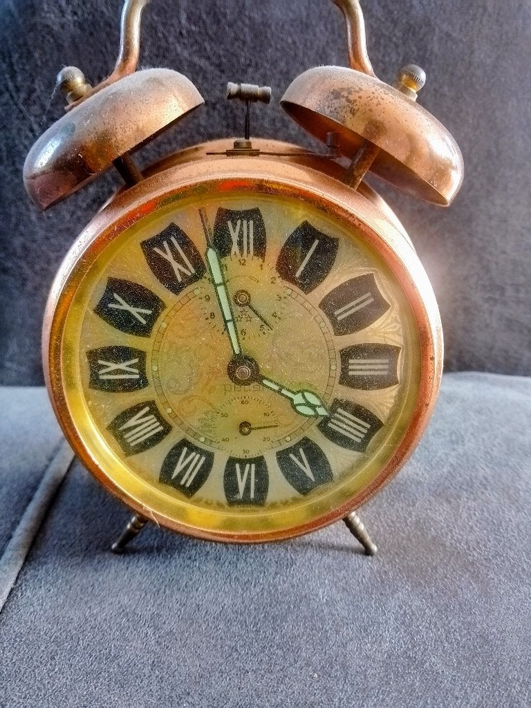 Vintage koperen wekker, Antiek en Kunst, Ophalen of Verzenden