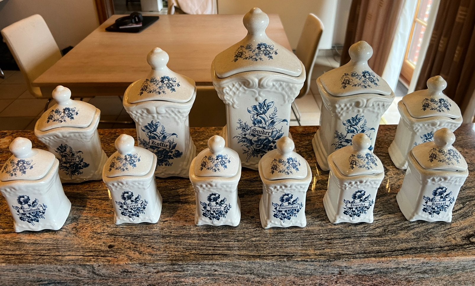 Complete set van 11 Delfts blauwe voorraadpotten, Antiek en Kunst, Ophalen