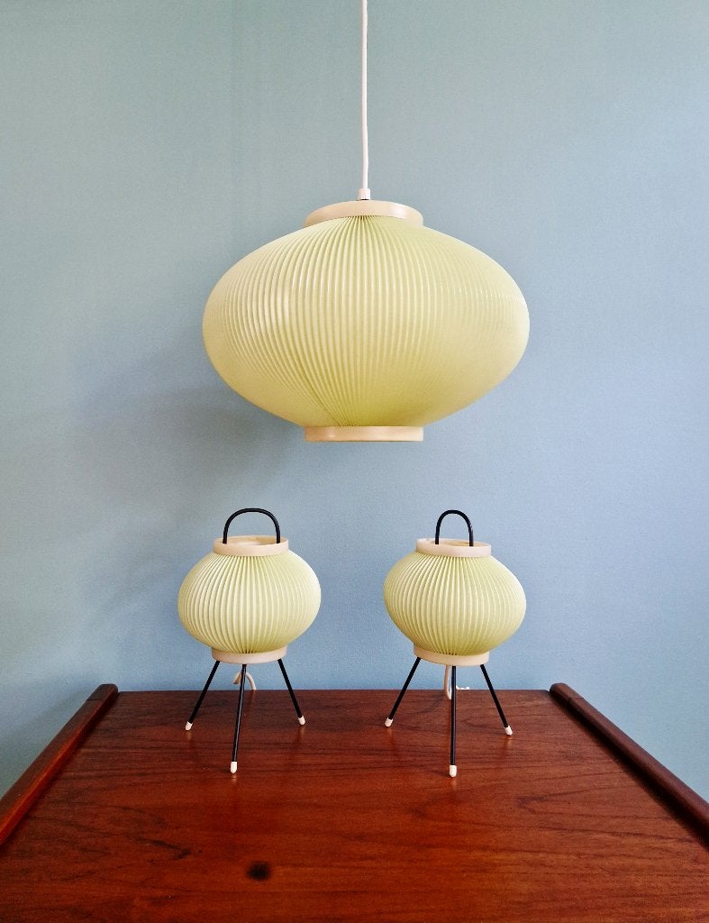 Set van 3 lichtgroene celluloidlampen, 1960, Antiek en Kunst, Antiek | Verlichting, Ophalen of Verzenden
