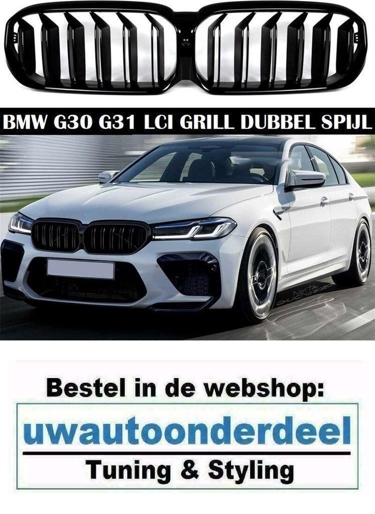 Grill Nieren Dubbele Spijl Zwart Voor Bmw 5 Serie G30 F31 LC, Envoi