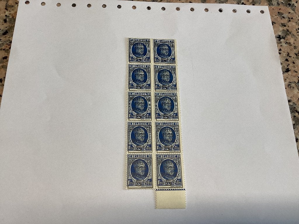 Bloc de 10 timbres Roi Albert Ier 1929 État neuf, Neuf, Enlèvement ou Envoi, Non oblitéré, Timbre-poste