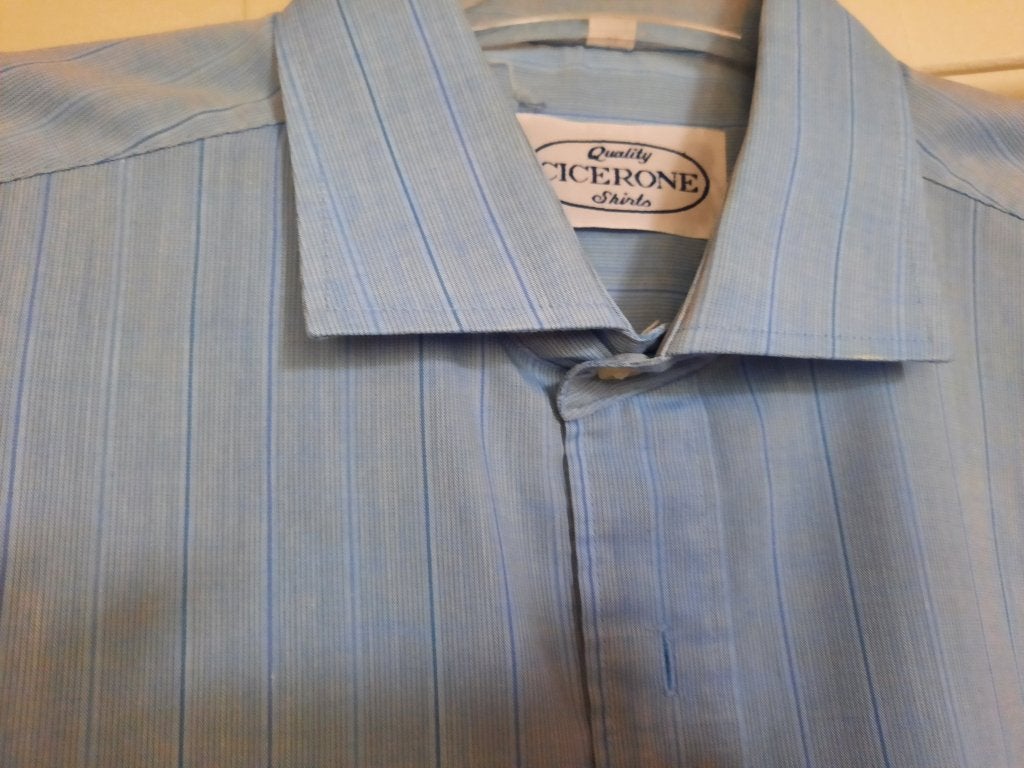 overhemd / Cicerone / blauw gelijnd / 41, Vêtements | Hommes, Tour de cou 41/42 (L), Enlèvement, Porté, Bleu
