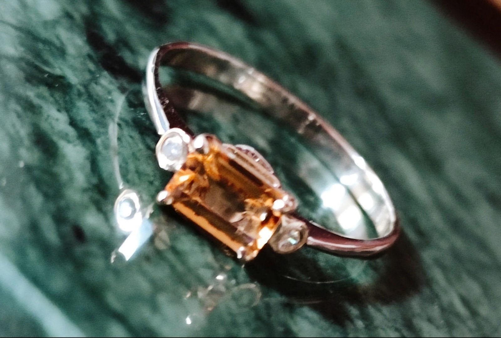 Platinum/goud ring met citrien en diamanten, Bijoux, Sacs & Beauté, Bagues, Enlèvement ou Envoi, Or, Or
