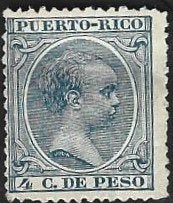 1 Postzegel Puerto Rico 1894 Koning Alfonso XIII, Postzegels en Munten, Postzegels | Amerika, Ophalen of Verzenden, Postfris, Zuid-Amerika