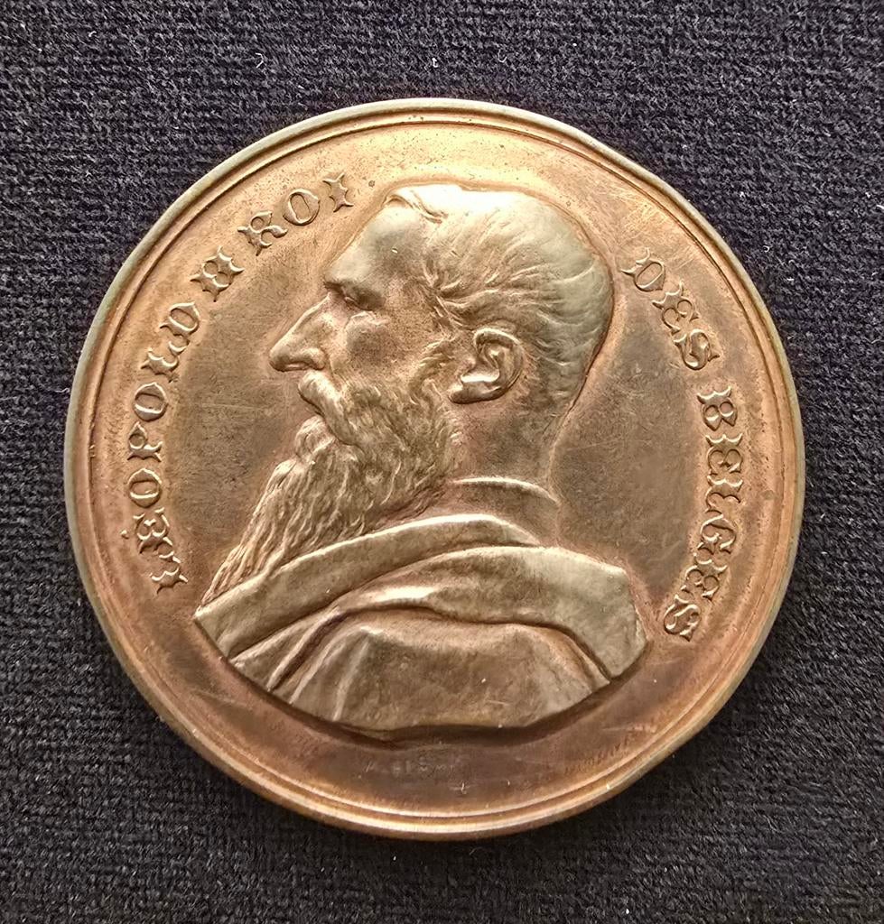 Médaille 1893 Léopold 2 Ixelles Bruxelles Belgique, Enlèvement ou Envoi, Bronze