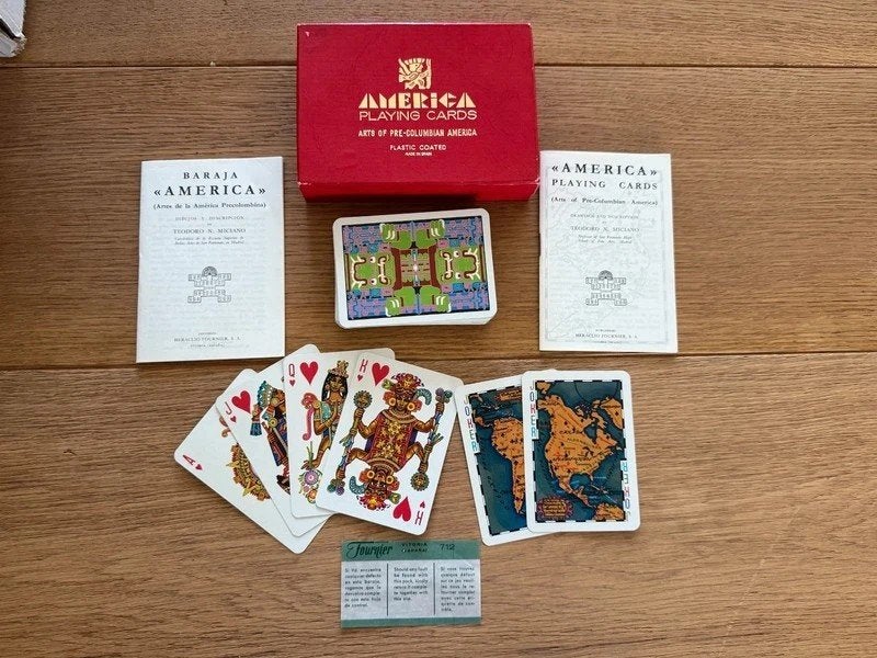 Speelkaarten Fournier America Precolumbiaanse kunst Miciano, Ophalen of Verzenden, Zo goed als nieuw, Speelkaart(en)