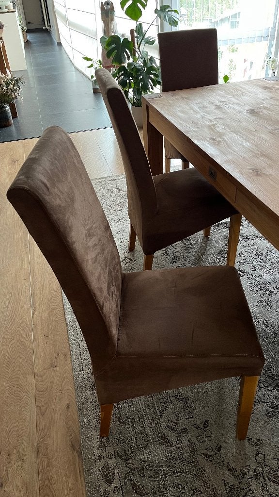 Teak tafel en 6 stoelen, Huis en Inrichting, Ophalen, Gebruikt, 4 tot 6 stoelen