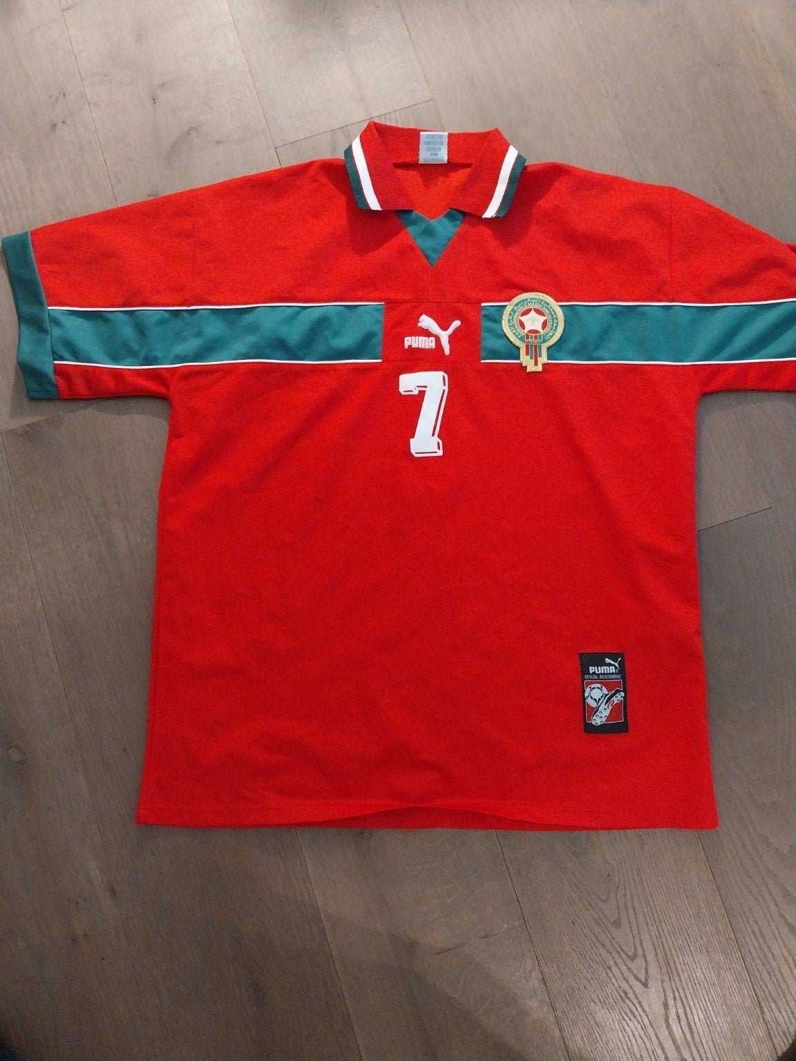 Vintage Voetbal shirt Hadji #7 Marokko WK 1998, Sport en Fitness, Voetbal, Maat L, Ophalen of Verzenden, Gebruikt, Shirt
