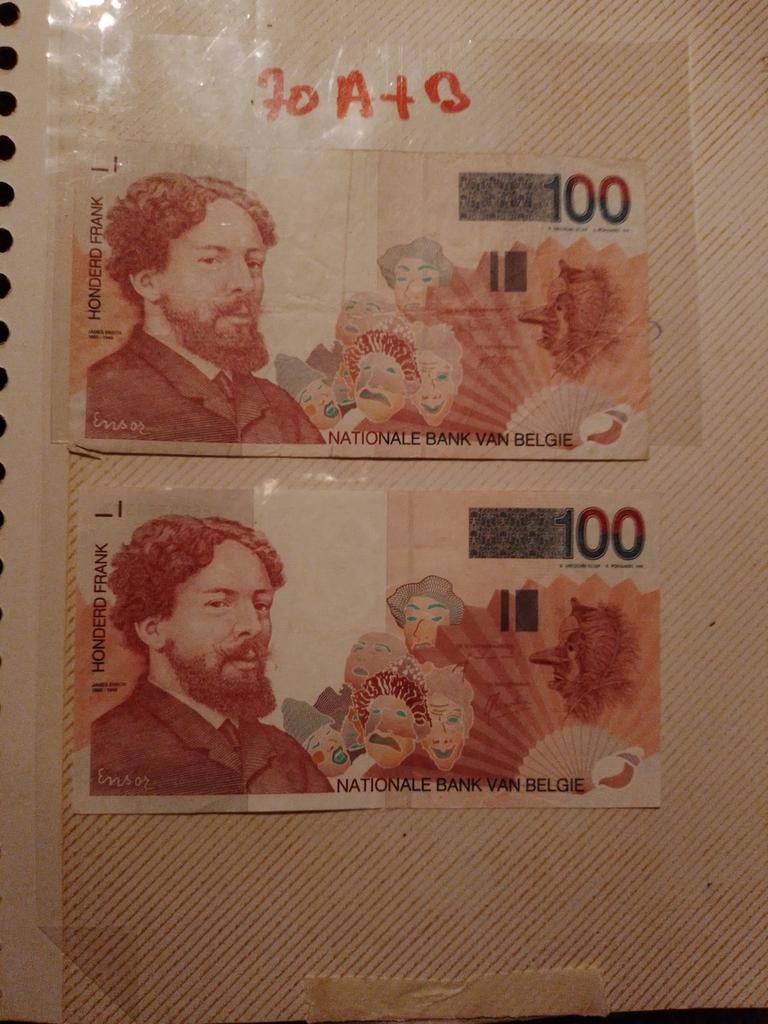 Lot de billets 100fr belge, Enlèvement