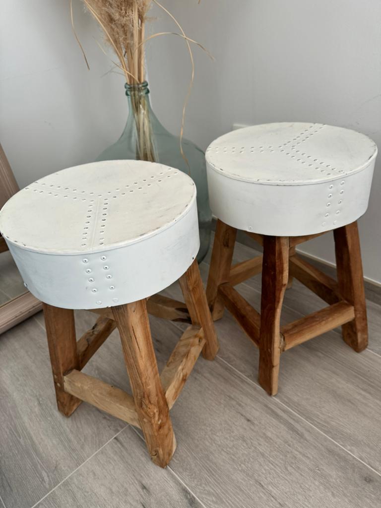 Bohemian krukjes x2 hout/metaal, Ophalen, Zo goed als nieuw, Hout