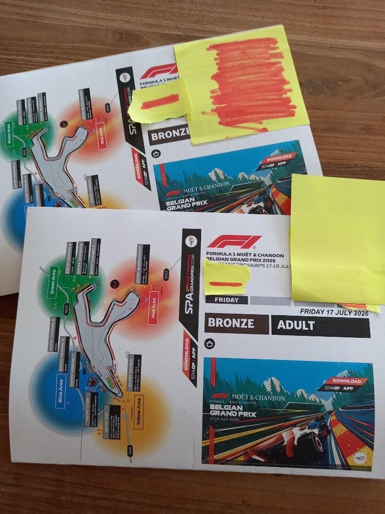Tickets BRONZE vendredi 17/7 F1 Spa Francorchamps, Tickets en Kaartjes, Twee personen, Juli