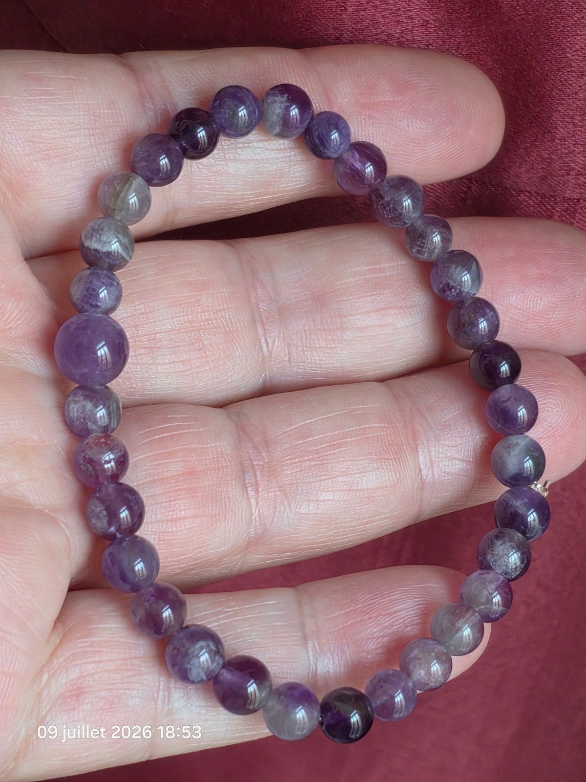 Bracelet élastique avec améthyste naturelle, Enlèvement, Neuf, Violet, Avec pierre précieuse