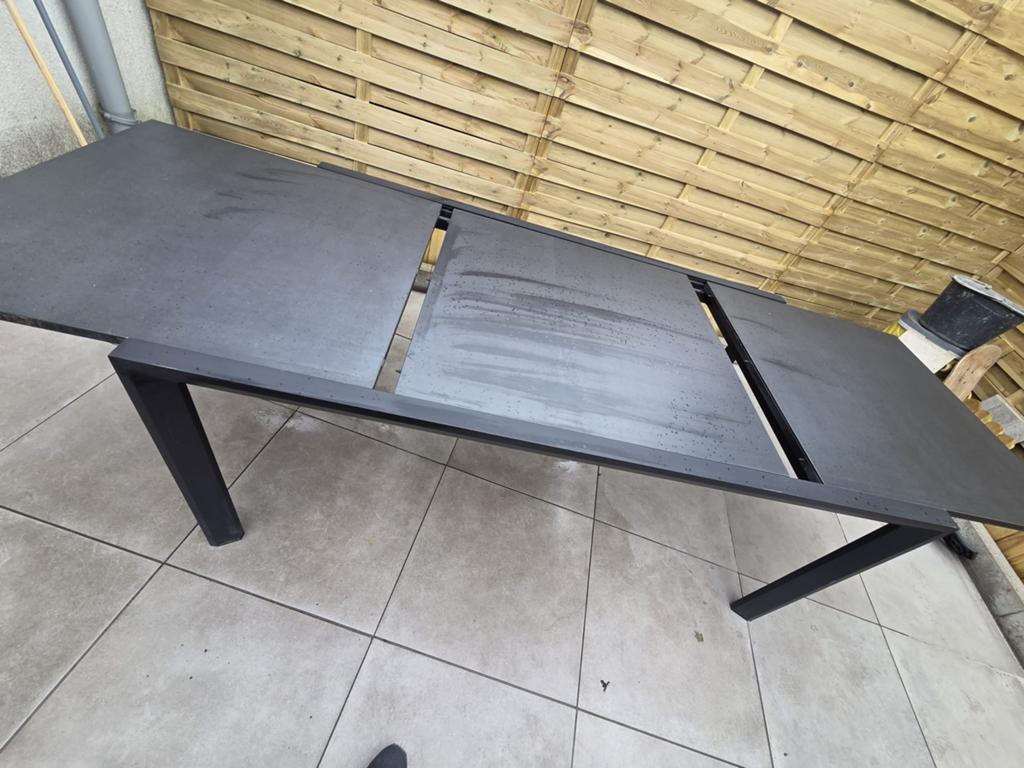 Table de jardin en céramique noire, Jardin & Terrasse, Enlèvement, Comme neuf, Rectangulaire, Aluminium