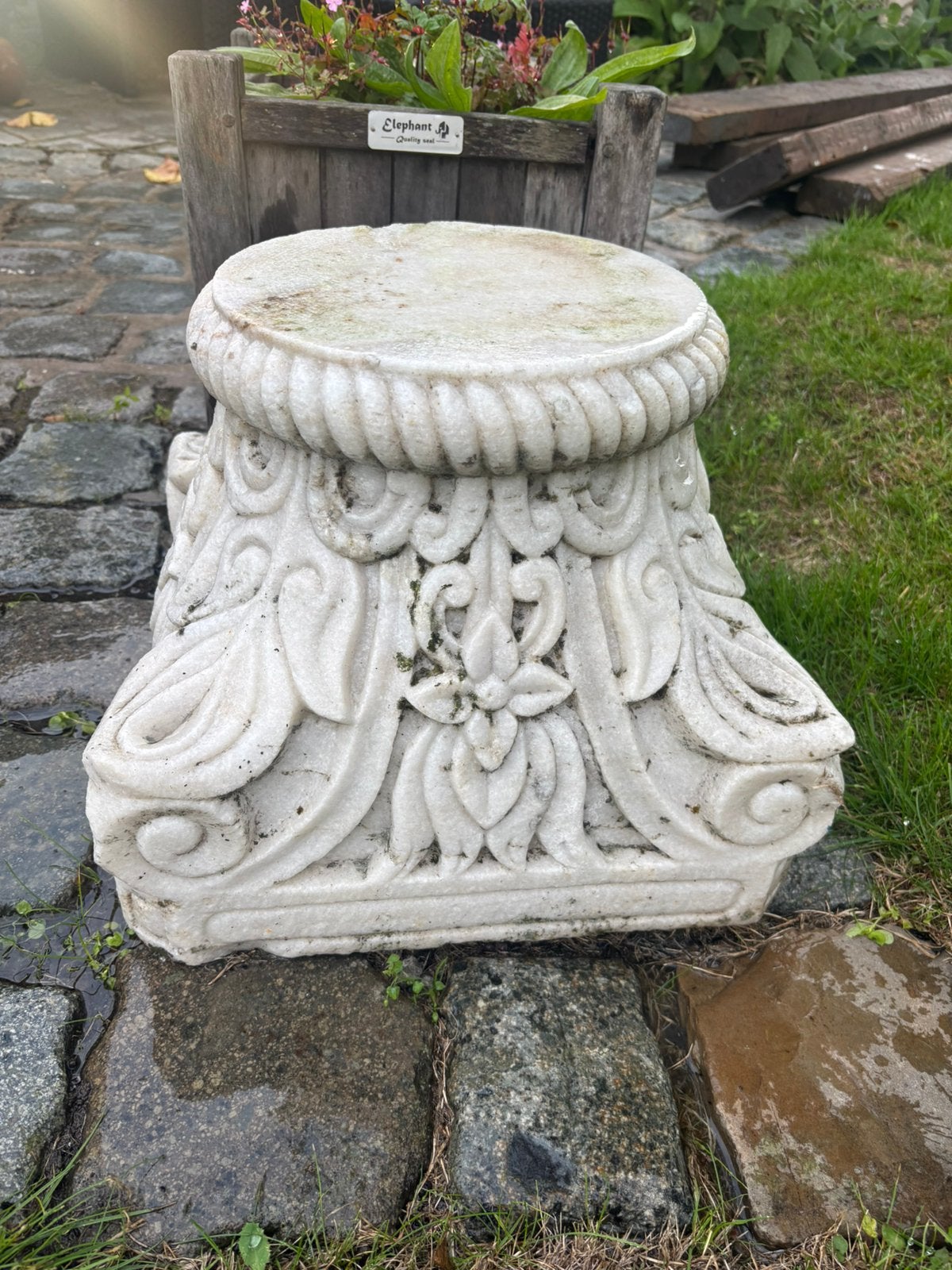 2 marmeren sokkels, Tuin en Terras, Ophalen, Gebruikt
