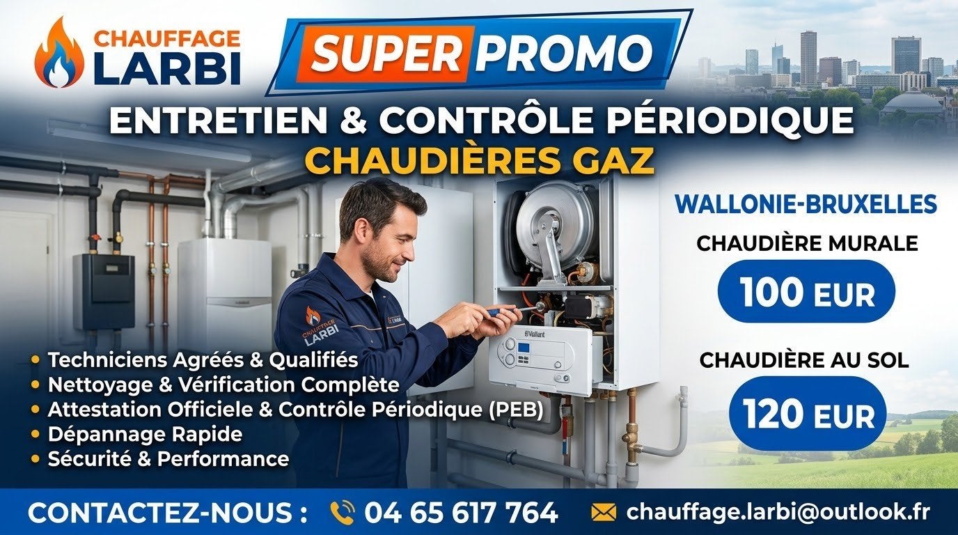 entretien et contrôle périodique chaudière Bruxelles et walo