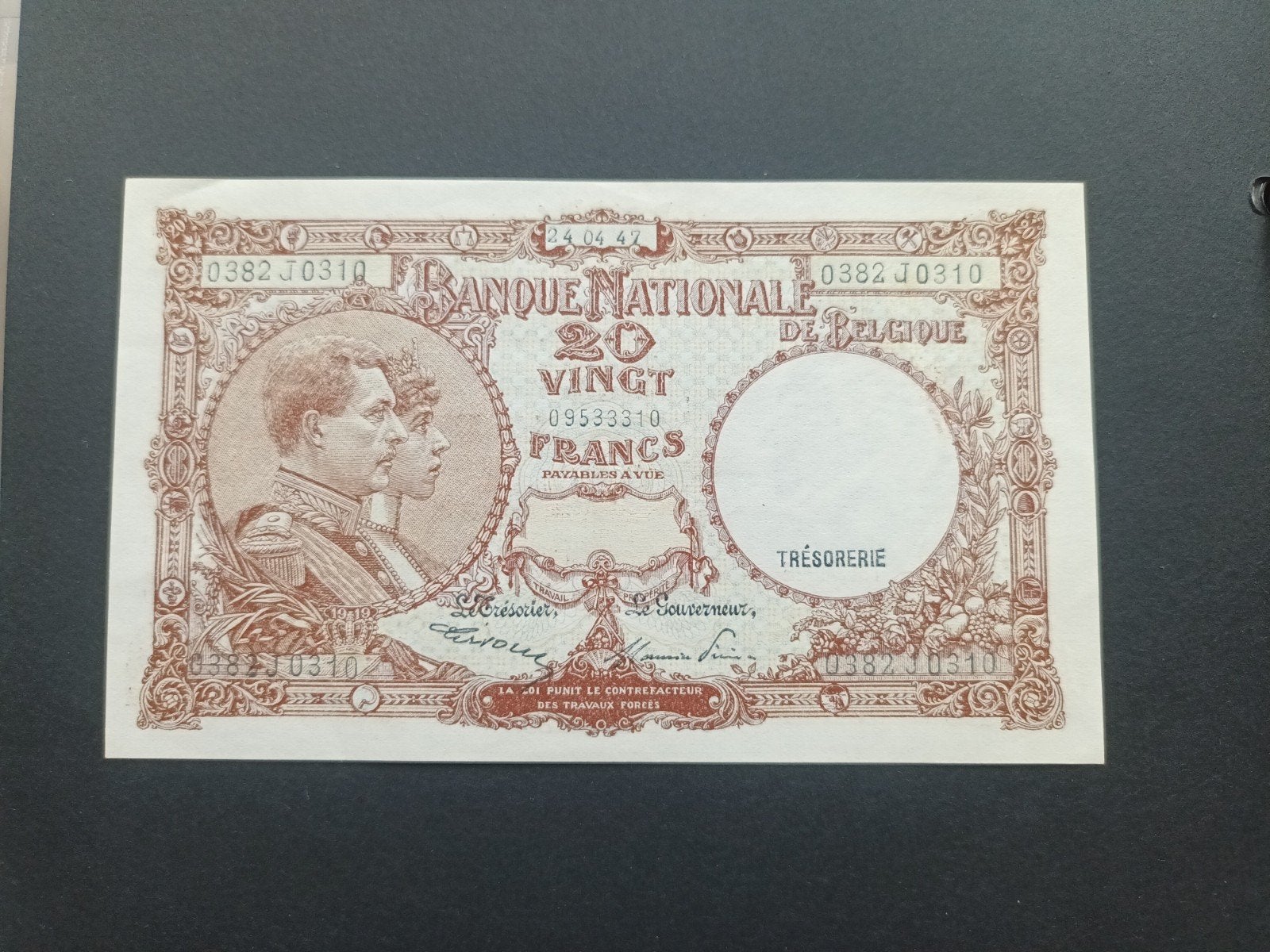 20 francs Pirsoul-Frère 24-4-1947 comme neuf !, Enlèvement ou Envoi, Billets en vrac