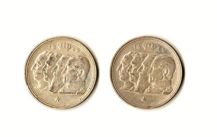 Lot 2 pièces de monnaie / Belgique / 100 Fr / 1949 FR +RARE, Timbres & Monnaies, Enlèvement ou Envoi, Monnaie en vrac, Argent