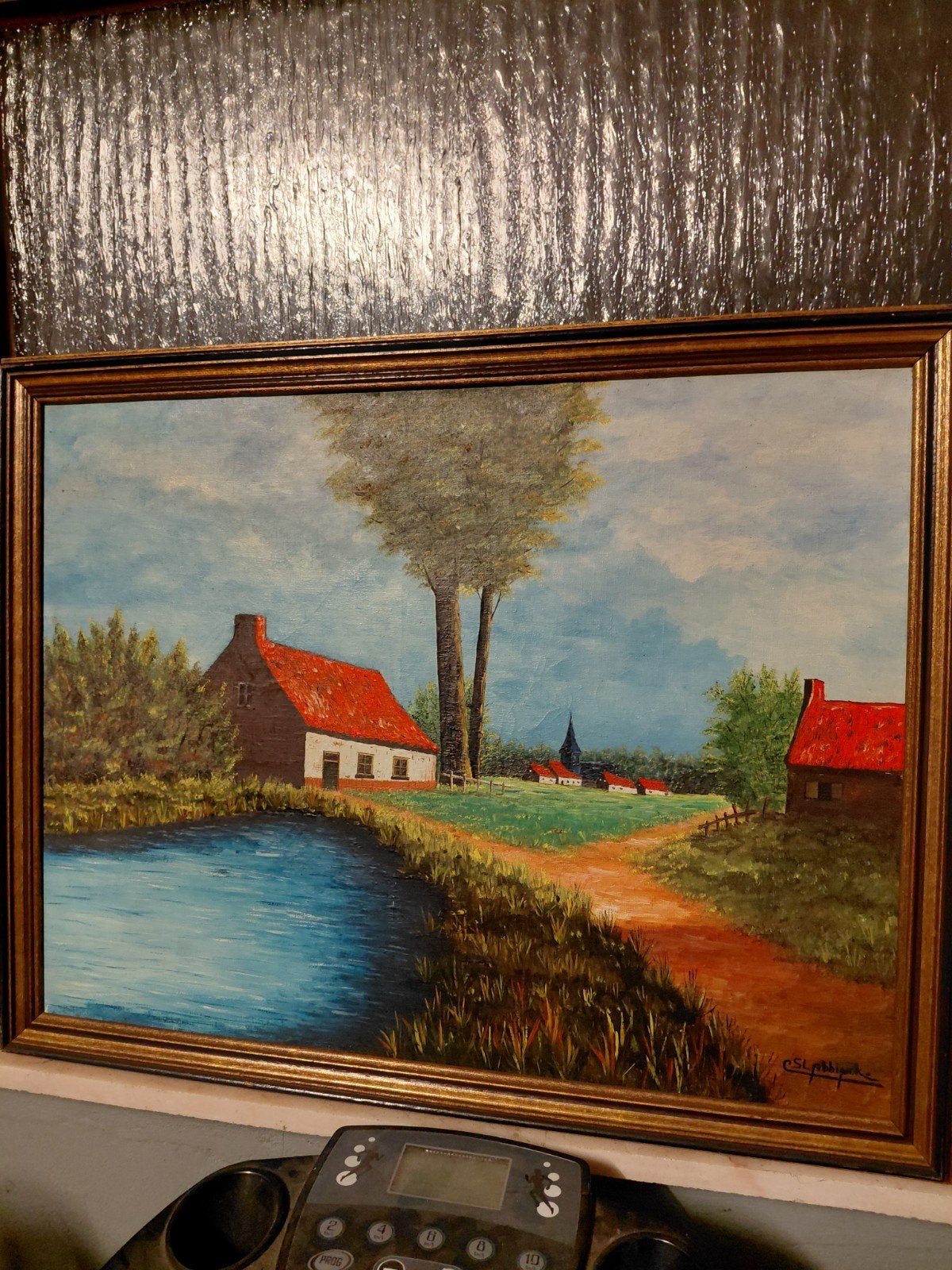 schilderij Polderlandschap Slabbinck, Enlèvement ou Envoi, Peinture à l'huile, Paysage, Toile