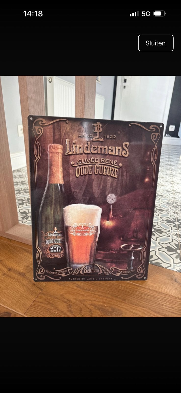 Reclamebord Lindemans, Verzamelen, Ophalen of Verzenden, Zo goed als nieuw