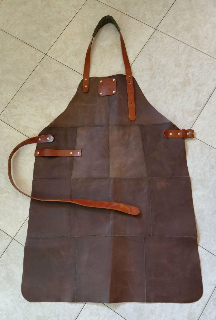 Tablier de barbecue en cuir marron, Enlèvement ou Envoi, Brun, Autres types, Comme neuf