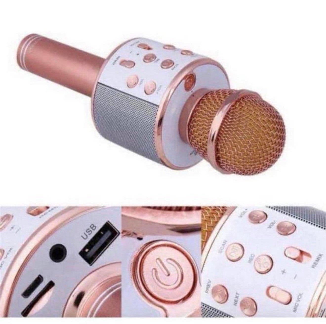 Karaoke Mic Microfoon Draadloos Bluetooth Rose Roze goud, Ophalen of Verzenden, Nieuw, Microfoon(s)