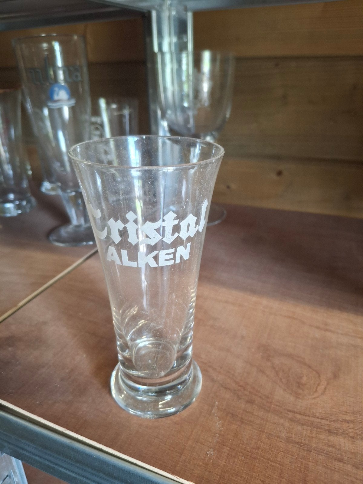 Oud gezuurd bierglas cristal alken, Ophalen of Verzenden