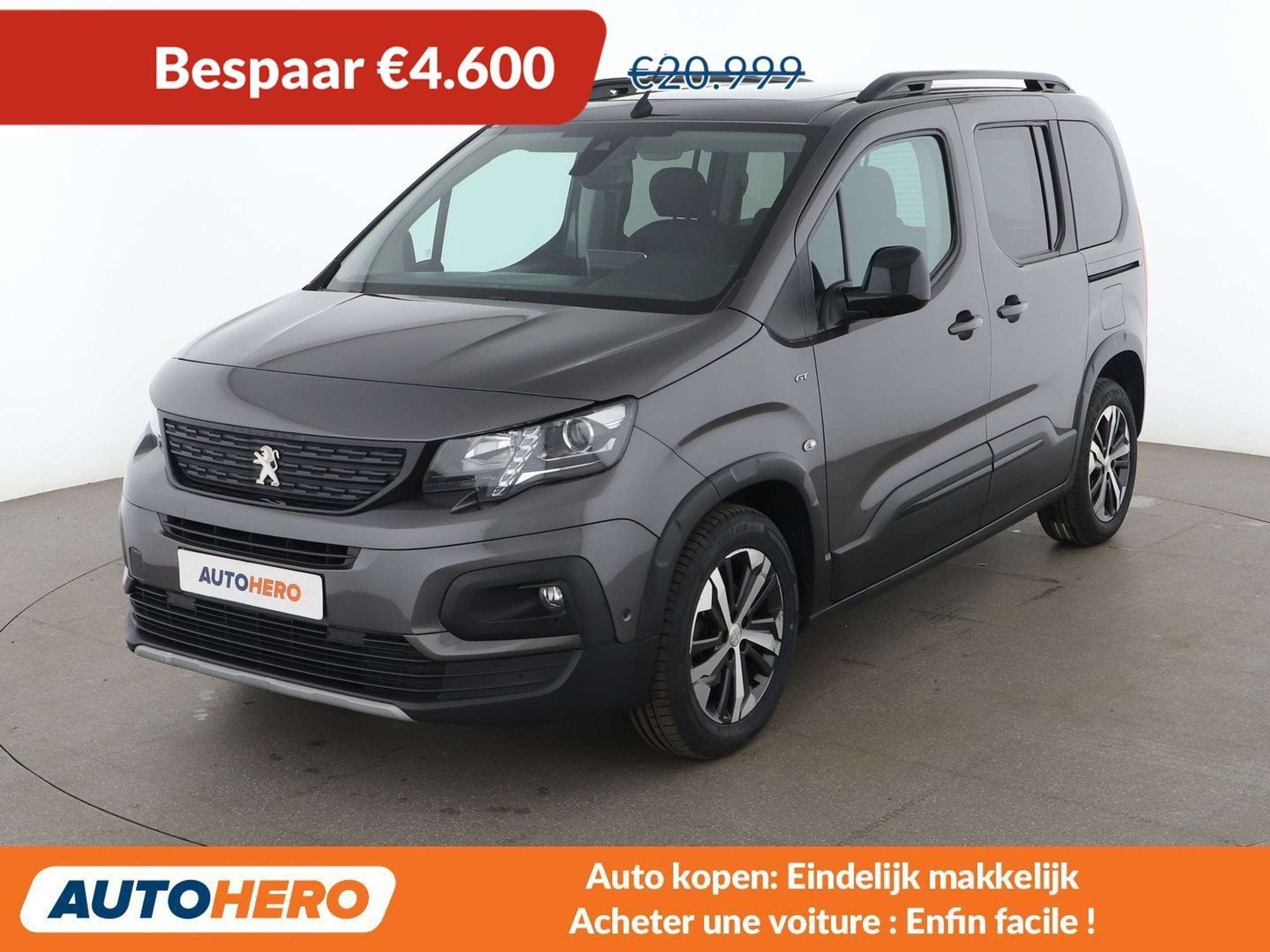 Peugeot Rifter 1.2 PureTech Allure L1 (bj 2021, automaat), Auto's, Peugeot, Euro 6, Zilver of Grijs, Voorwielaandrijving, Automaat