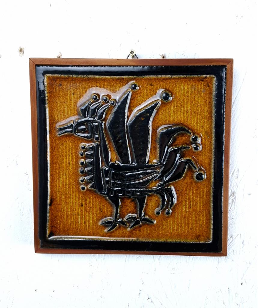 Vintage keramieken wandreliëf tegel Porsgrund, Antiek en Kunst, Antiek | Wandborden en Tegels, Ophalen of Verzenden