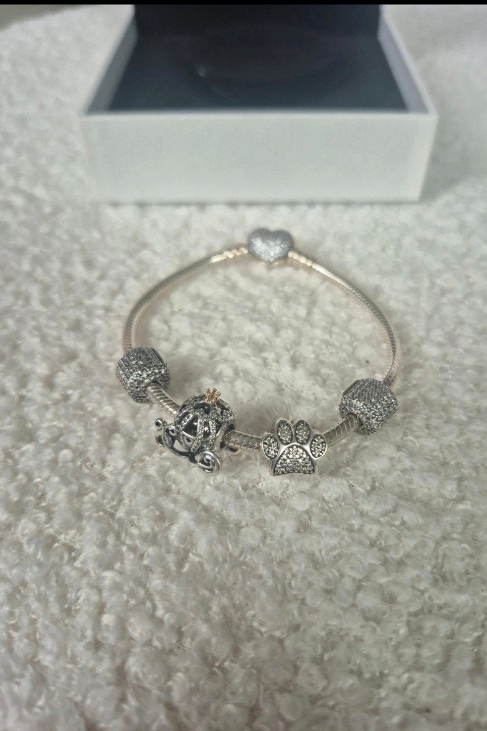 Pandora bracelet, Enlèvement ou Envoi, Avec bracelets à breloques ou perles, Comme neuf, Argent
