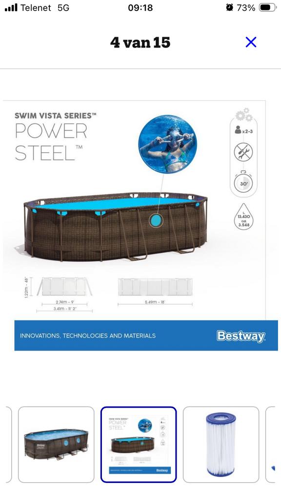 Zwembad  bestway .compleet  .5,49 m op 2,74 m, Gebruikt, 200 tot 300 cm, Ovaal, Ophalen