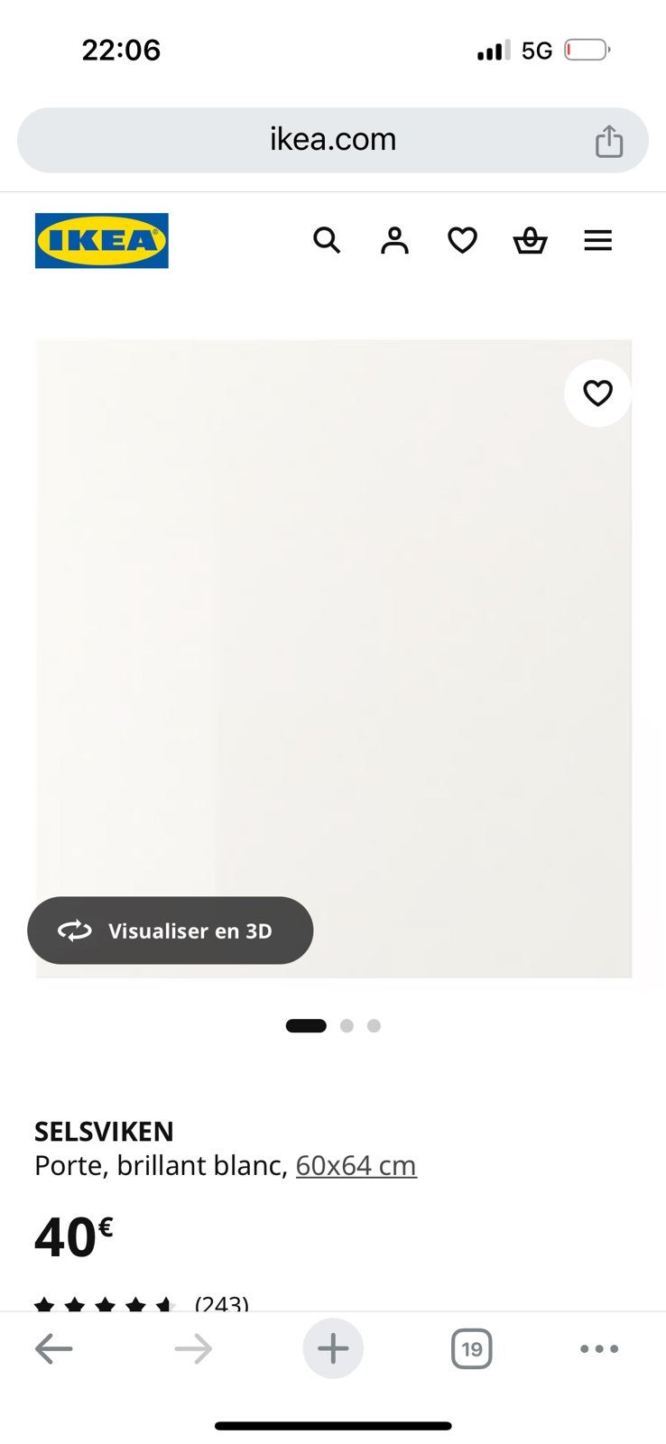 Neuf - ikea - 3 Portes brillant blanc, 60x64 cm, Ophalen, Nieuw